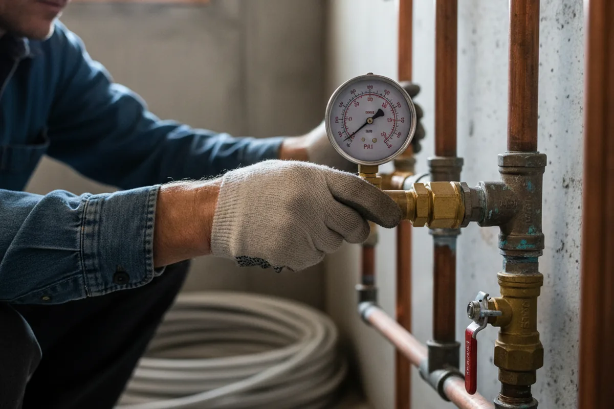 Pressure testing a repaired line during Water Line Repair in Atlantic Beach